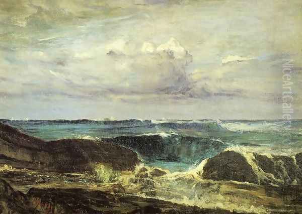 Blue and Silver: The Blue Wave, Biarritz Oil Painting by James Abbott McNeill Whistler