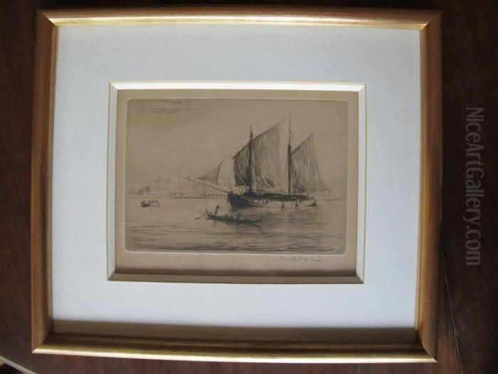 Voilier Dans La Rade De Venise Oil Painting by Edgar Chahine