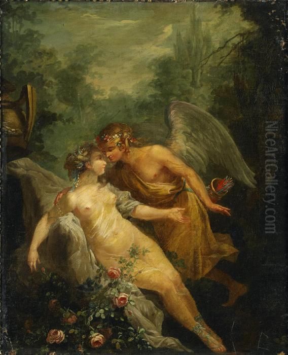 Venus Och Amor Oil Painting by Charles Michel-Ange Challe