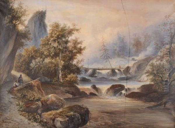 Site Des Alpes, Cours D'un Torrent Dans Le Simmenthal Oil Painting by Jean-Jacques Champin