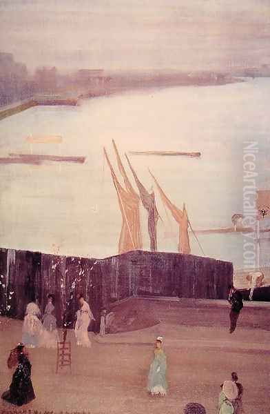 Variations in Pink And Grey: Chelsea Oil Painting by James Abbott McNeill Whistler
