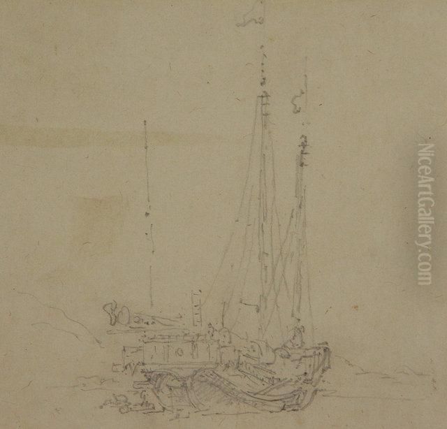 Chinese Junk Oil Painting by George Chinnery