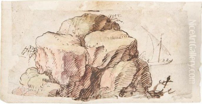 Roccia Sul Mare Oil Painting by Gherado Cibo