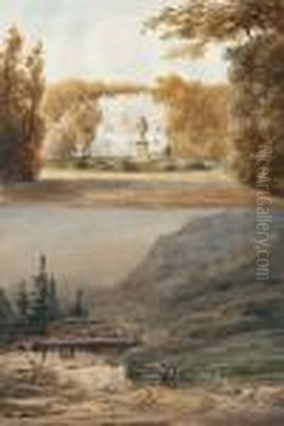 Vue Du Parc D'un Chateau Oil Painting by Eugene Ciceri