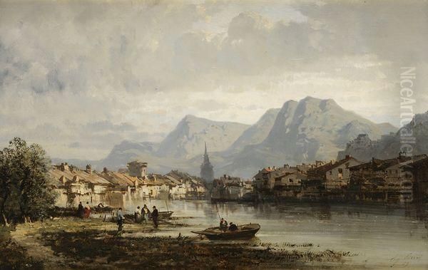 * Village Montagneux Oil Painting by Eugene Ciceri