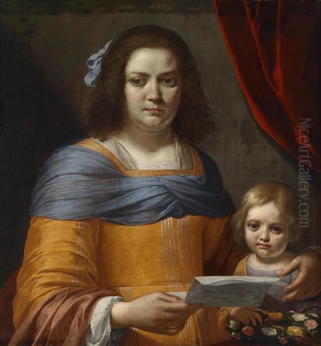 Portrait Of A Woman And Child Oil Painting by Pier Francesco Cittadini