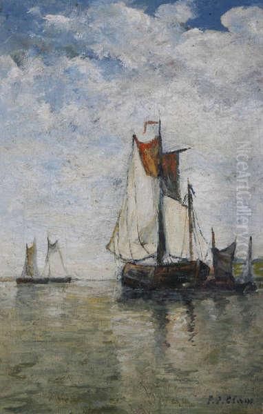 Rivierbocht Met Sloepen En Zeilschepen Oil Painting by Paul-Jean Clays