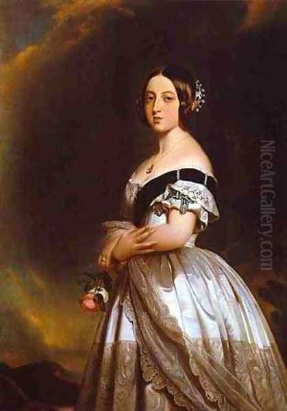 Studio Of Winterhalter Queen Victoria 1842 Oil Painting by Franz Xavier Winterhalter