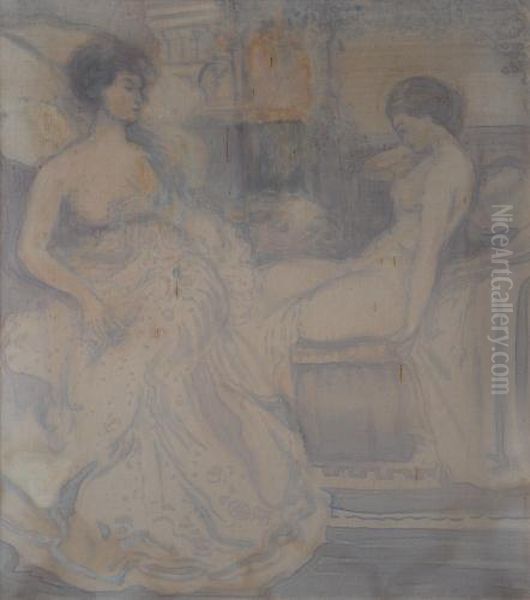  figures Reclining  Oil Painting by Charles Edward Conder