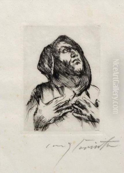 Monch Mit Erhobenem Blick Oil Painting by Lovis (Franz Heinrich Louis) Corinth