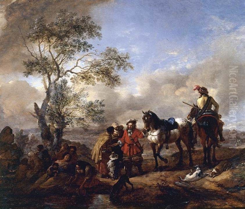 The Halt at a Gypsy Camp Oil Painting by Philips Wouwerman
