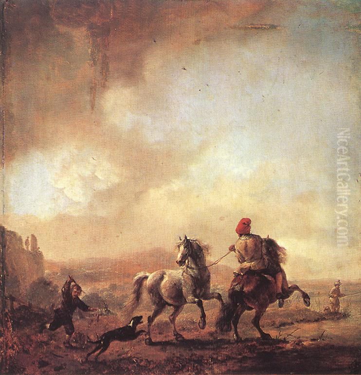 Two Horses Oil Painting by Philips Wouwerman