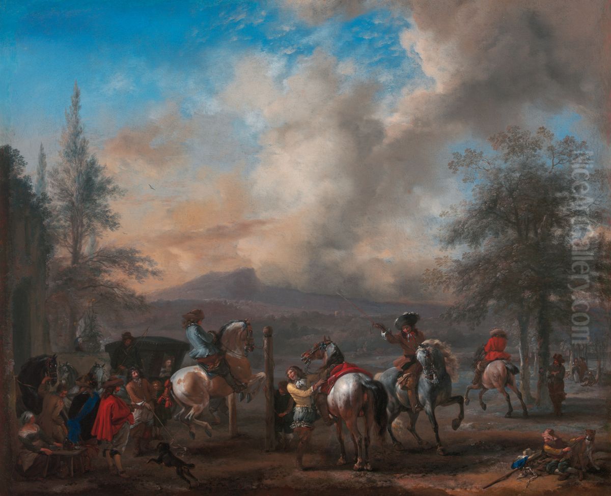Riding School Oil Painting by Philips Wouwerman