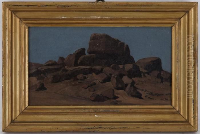 Etude De Rochers Oil Painting by Hermann David Solomon Corrodi