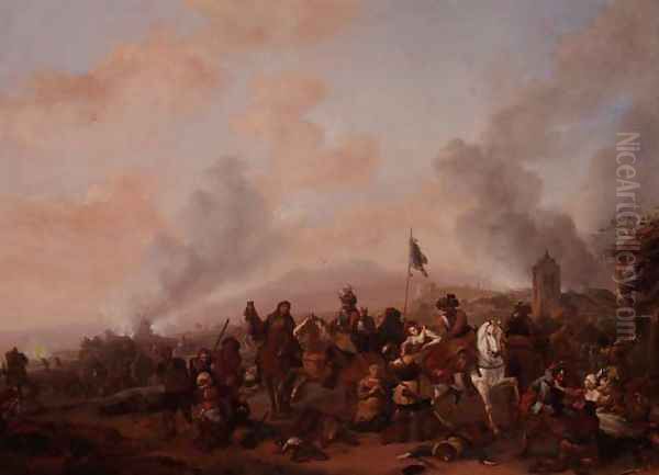 The Sacking of a Village Oil Painting by Philips Wouwerman