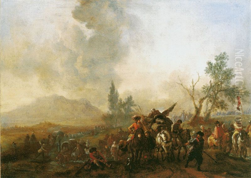 An Army on the March Oil Painting by Philips Wouwerman