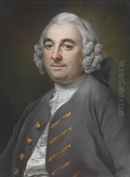 Portrait Of A Gentleman, Seated,
 Half-length, In A Grey Coat With Gold-stitched Buttonholes Oil Painting by Francis Coates Jones