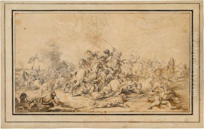 Scontro Di Cavalleria Oil Painting by Jacques Courtois