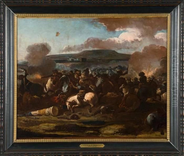 Scene De Bataille De Cavalerie Oil Painting by Jacques Courtois