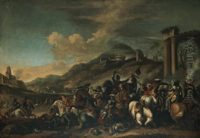 Kavalleribatalj Oil Painting by Jacques Courtois