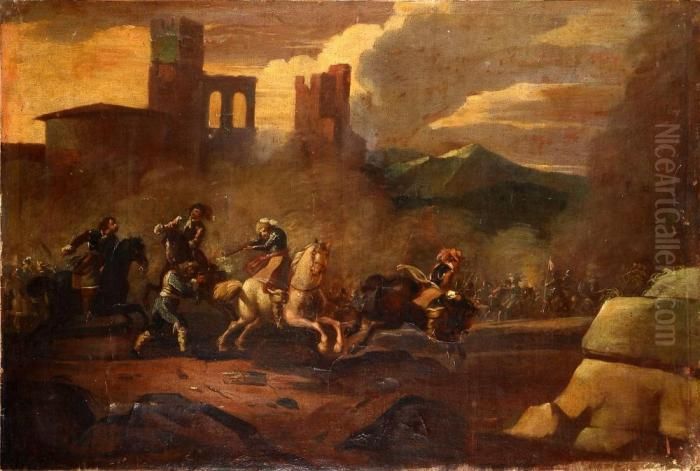 Attaque De Brigands Oil Painting by Jacques Courtois