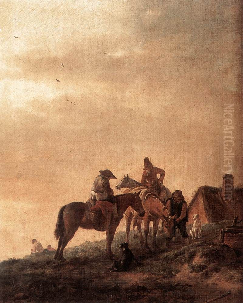 Rider's Rest Place Oil Painting by Philips Wouwerman
