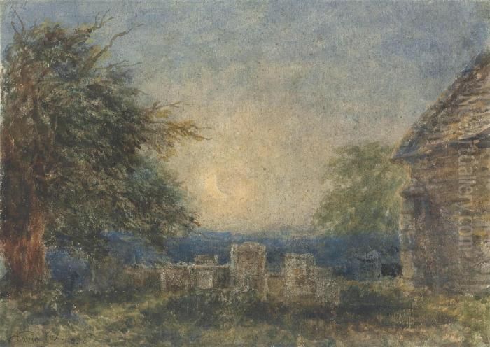 Darley Dale Churchyard, Derbyshire Oil Painting by David I Cox