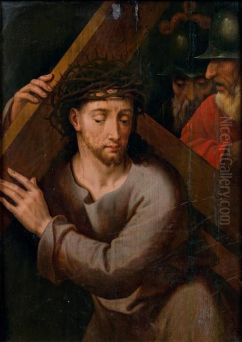 Le Christ Portant La Croix Oil Painting by Michiel Van Coxcie