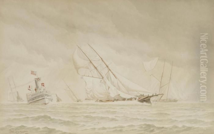 In The Narrows - A Black Squall Oil Painting by Frederick Schiller Cozzens