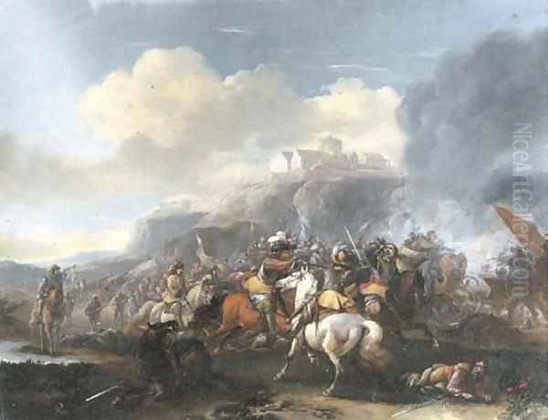 A cavalry skirmish 2 Oil Painting by Philips Wouwerman