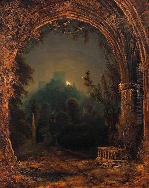 Durham Castle By Moonlight Oil Painting by John Crome