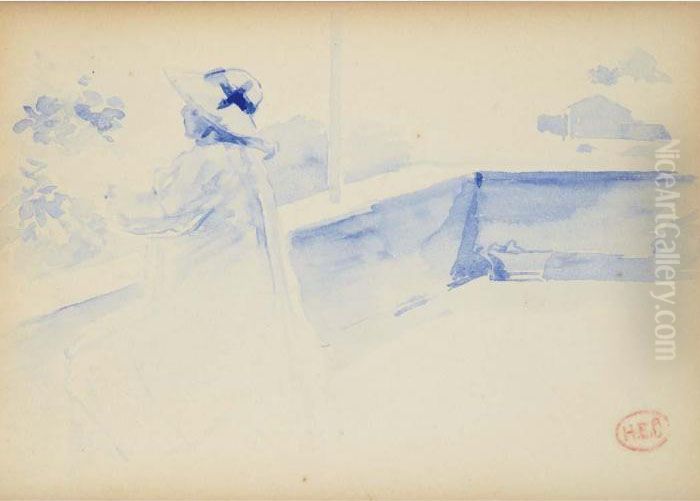 Coast Near Le Lavandou With Seated Women Oil Painting by Henri Edmond Cross