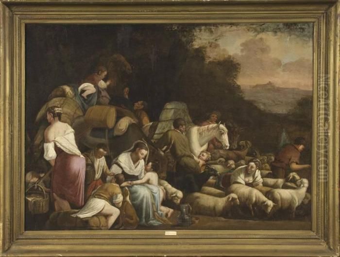 La Halte Des Bergers Oil Painting by Jacopo Bassano (Jacopo da Ponte)