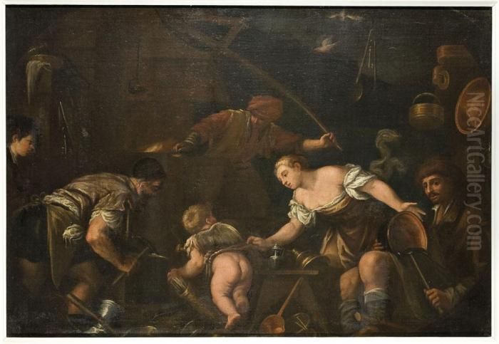 Venere Nella Fucina Di Vulcano 
 Olio Su Tela Oil Painting by Jacopo Bassano (Jacopo da Ponte)