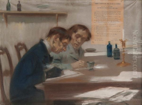 Diurnista A Due Lire Oil Painting by Oreste Da Molin