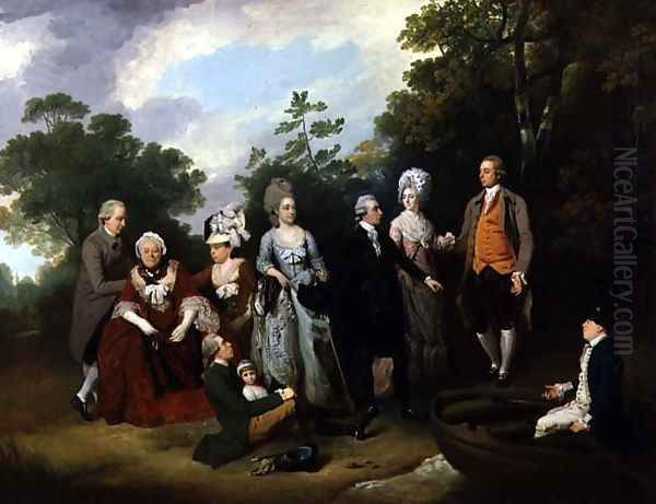 The Oliver and Ward Families in a Garden, c.1788 Oil Painting by Francis Wheatley