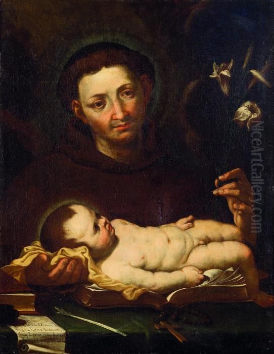 Sant'antonio E Il Bambino Oil Painting by Francesco Daggiu Daggiu Il Capella