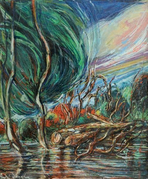 Bord De Riviere Oil Painting by Andre Dauchez