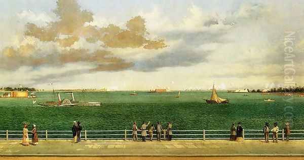 Bombardment of Fort Sumter, Charleston Harbor, Charleston, South Carolina, 1863 Oil Painting by William Aiken Walker