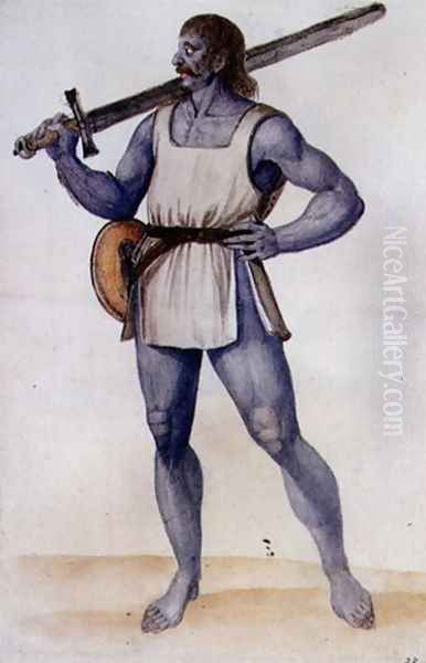 Ancient British Man Oil Painting by John White