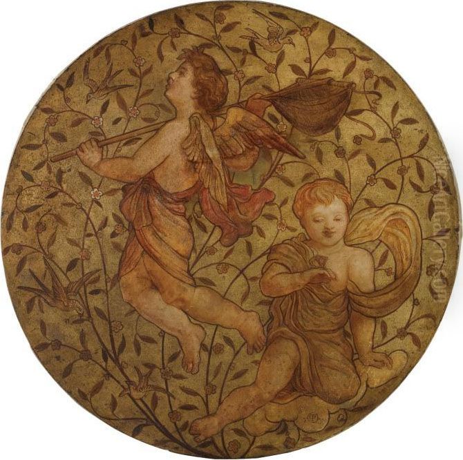 Architectual Tondo Oil Painting by Evelyn Pickering De Morgan