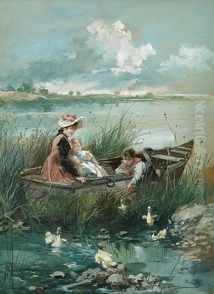 Playing With The Ducks Oil Painting by Vicente Garcia de Paredes
