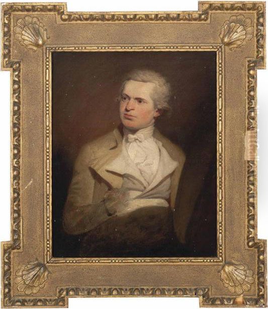 Self-portrait Of An Artist, Said
 To Be Samuel De Wilde, Seated, In A Buff Coat With A White Waistcoat 
And A White Cravat Oil Painting by Samuel de Wilde
