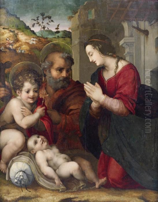 The Holy Family With The Infant Saint John The Baptist Oil Painting by Fra Bartolommeo della Porta