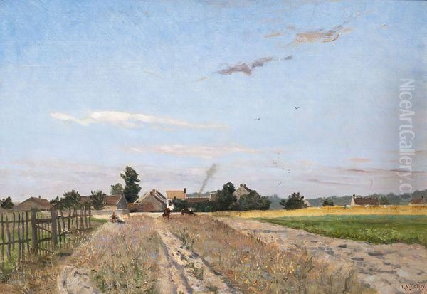 Les Champs A L'oree Du Village Oil Painting by Hippolyte Camille Delpy