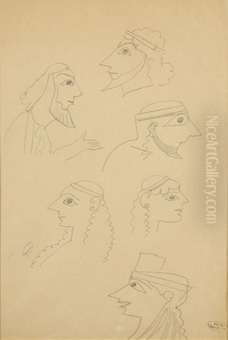 Visages Assyriens Oil Painting by Andre Derain