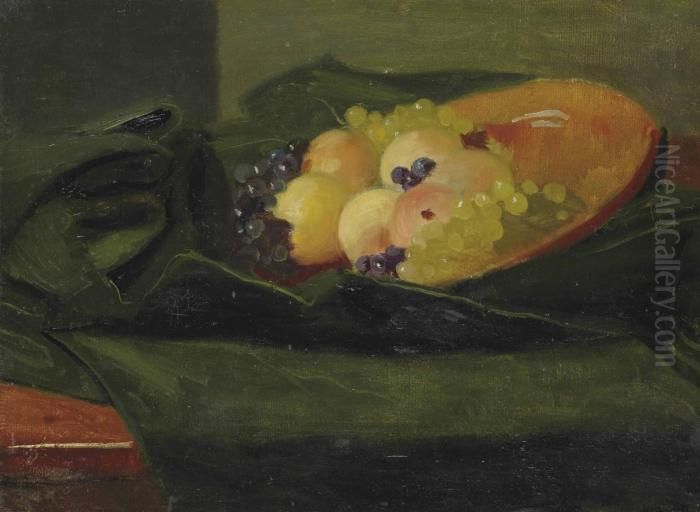 Nature Morte Aux Fruits Sur Velours Vert Oil Painting by Andre Derain