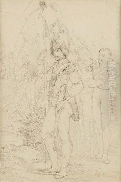 grenadier De La Garde Imperiale Oil Painting by Eugene Francois Marie Joseph Deveria