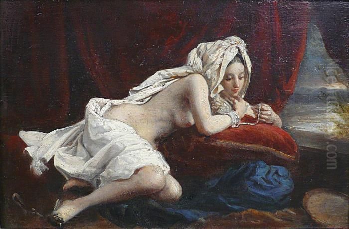 Le Bracelet Oil Painting by Eugene Francois Marie Joseph Deveria