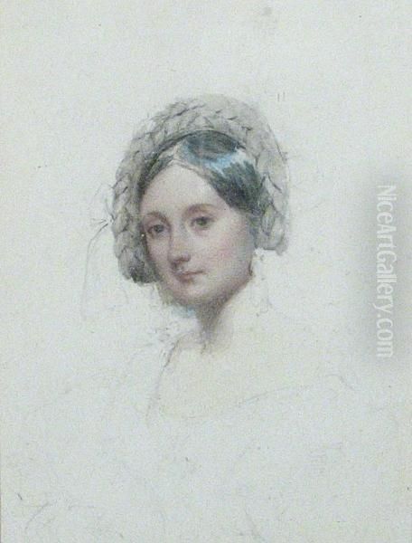 A Study Of A Lady Oil Painting by Eugene Francois Marie Joseph Deveria